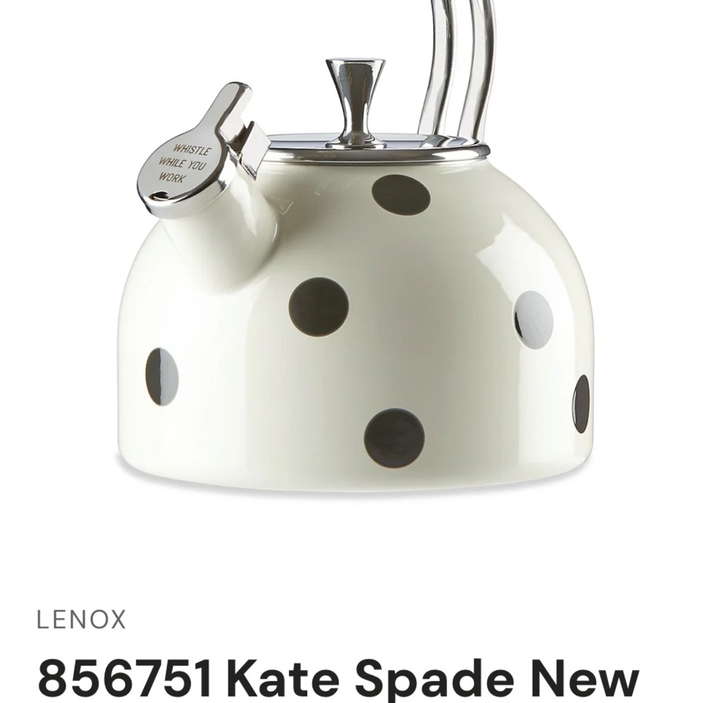Lenox White and Silver Polka Dot Tea Kettle